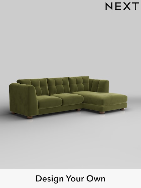 Plush Velvet Easy Clean/Mid Olive Green Jasmine (W44899) | £2,075