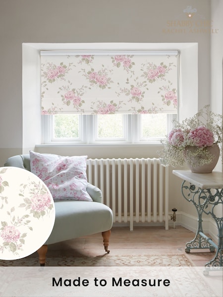 Shabby Chic by Rachel Ashwell® Powder Pink Belle Hydrangea Made to Measure Blackout Roller Blind (W45216) | £73