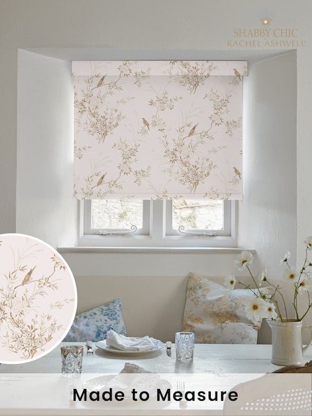 Shabby Chic by Rachel Ashwell® Pink Tan Bird Chinoiserie Made to Measure Blackout Roller Blind (W45231) | £73
