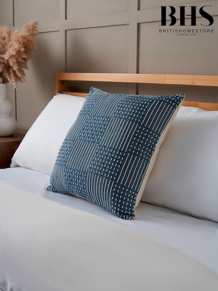 BHS Blue Cross Check Jacquard Cushion (W45239) | £16