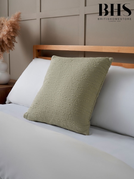 BHS Green Textured Slub Cushion (W45242) | £16
