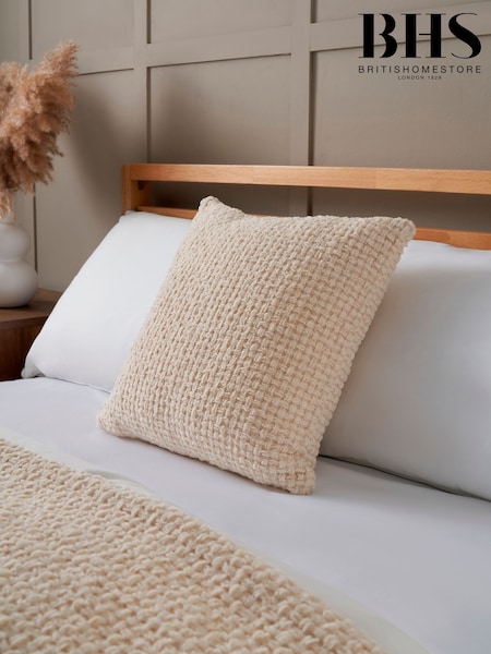 BHS Cream Cross Weave Cushion (W45251) | £16