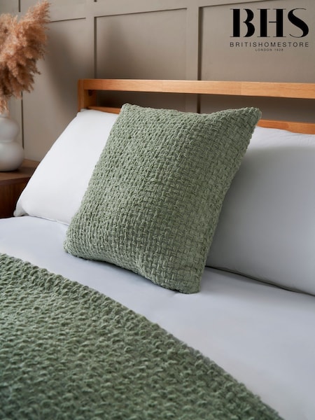 BHS Sage Green Cross Weave Cushion (W45252) | £16