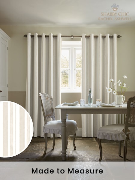 Shabby Chic by Rachel Ashwell® Natural Watercolour Stripe Made to Measure Curtains (W45260) | £91