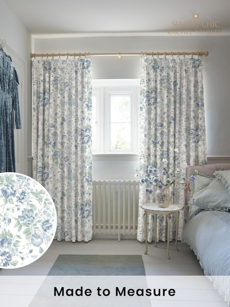 Shabby Chic by Rachel Ashwell® Blue Romantic Rose Made to Measure Curtains (W45261) | £91