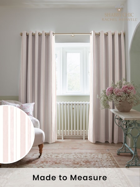 Shabby Chic by Rachel Ashwell® Blush Pink Watercolour Stripe Made to Measure Curtains (W45265) | £91