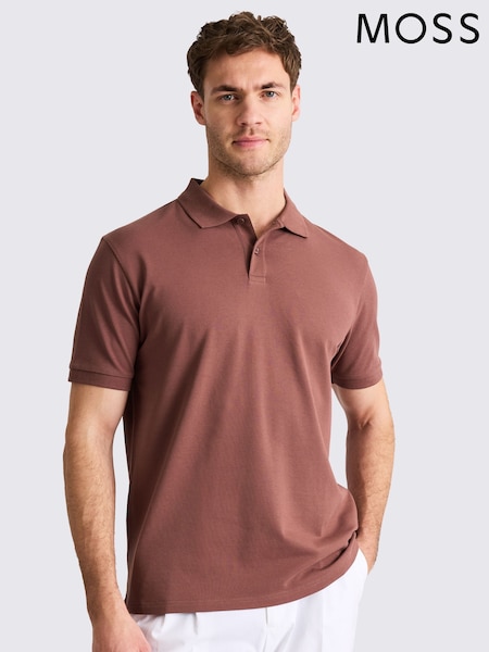 MOSS Brown Marron Pique Polo Shirt (W45275) | £30