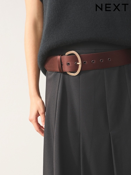 Chocolate Brown Satin Belt with Diamante Buckle (W45312) | £22