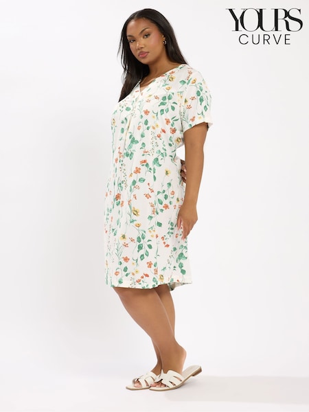 Yours Curve White Notch Neck Tunic Dress (W45374) | £27