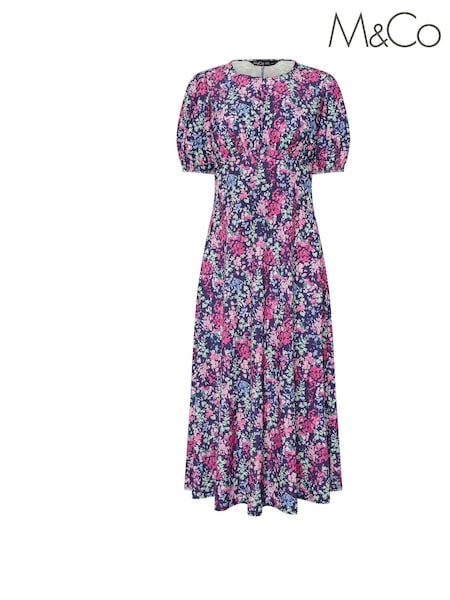 M&Co Blue Petite Midi Dress (W45386) | £47