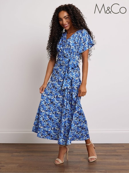 M&Co Blue Petite Side Twist Dress (W45391) | £47