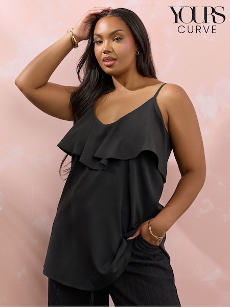 Yours Curve Black Frilled Cami (W45399) | £20