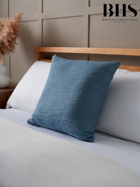 BHS Blue Textured Slub Cushion (W45424) | £16
