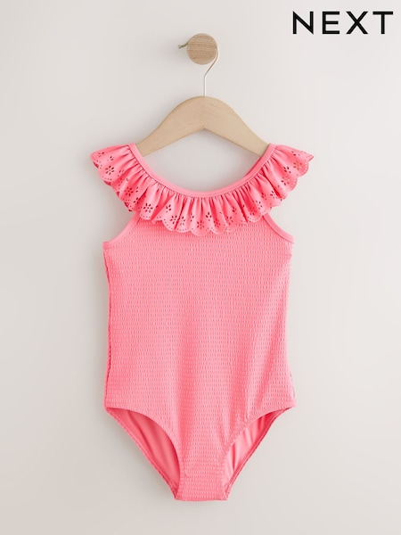 Pink Broderie Frill Swimsuit (3-16yrs) (W45470) | £12 - £17