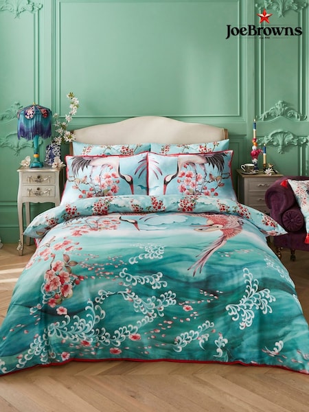 Joe Browns Aqua Cherry Blossom Cotton Sateen Reversible Duvet Set (W45483) | £55 - £85