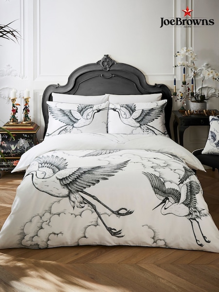 Joe Browns White Sketch Print Cotton Sateen Reversible Duvet Set (W45486) | £55 - £85