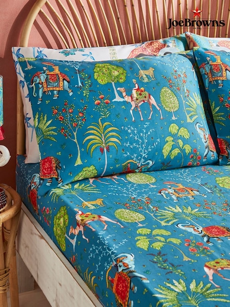 Joe Browns Blue Tropical Print Fitted Sheet and Pillowcases (W45492) | £20