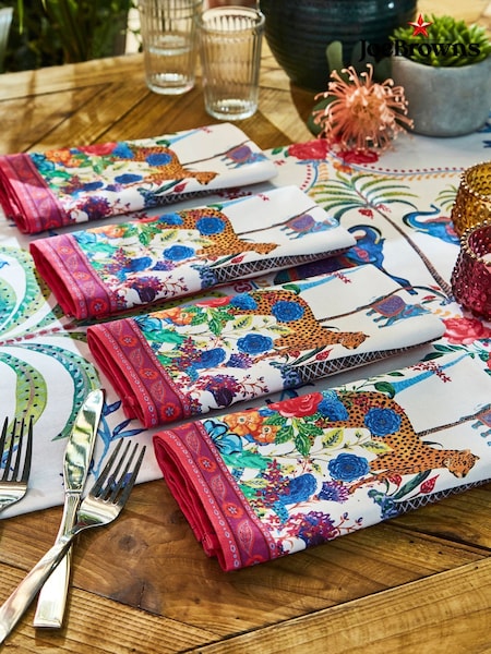 Joe Browns Set of 4 Cream Leopard Border Print Napkins (W45493) | £20