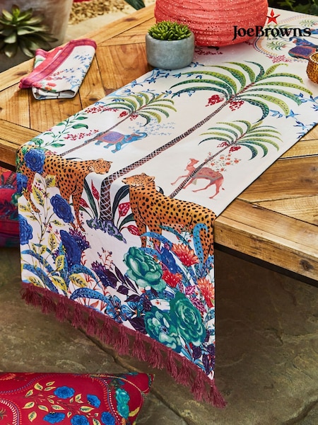 Joe Browns Cream Elephant Border Print Tasselled Table Runner (W45497) | £21