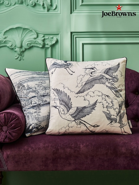 Joe Browns White Monochrome Sketch Reversible Velvet Cushion (W45499) | £30