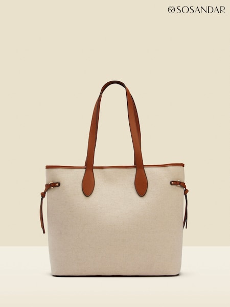 Sosandar Brown Tote Bag With Contrast Tan Trim (W45535) | £45