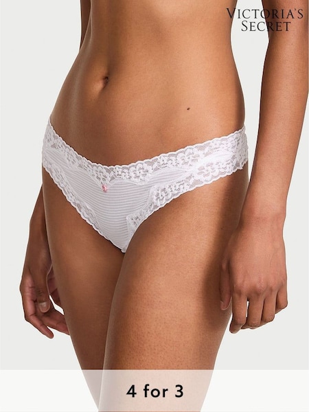 Victoria's Secret White Thong Lace Waist Knickers (W45538) | £9