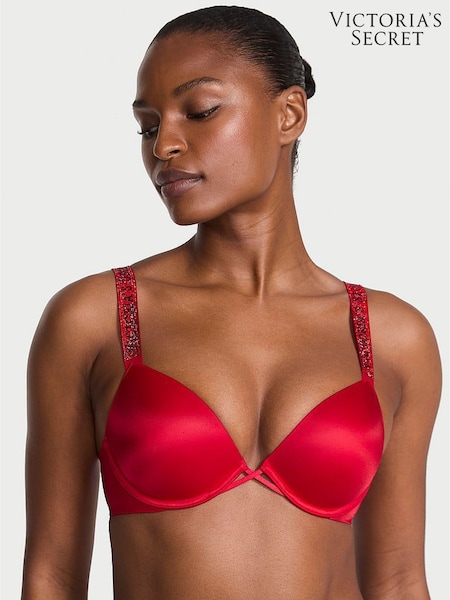 Victoria's Secret Lipstick Red Push Up Shine Strap Bra (W45556) | £59