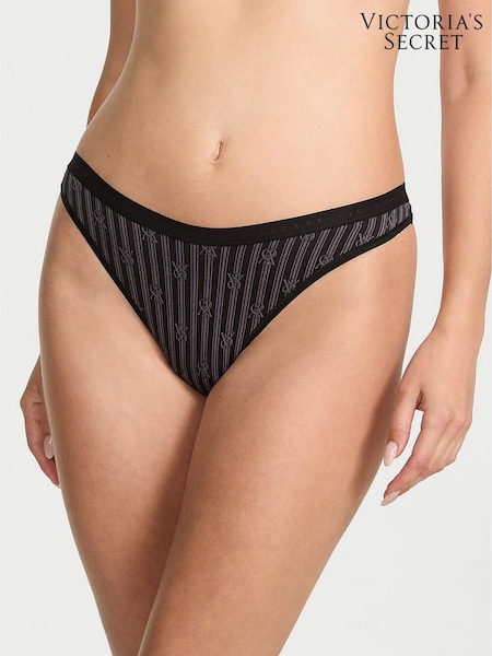 Victoria's Secret Black Vs Lockup Stripe Thong Knickers (W45576) | £9