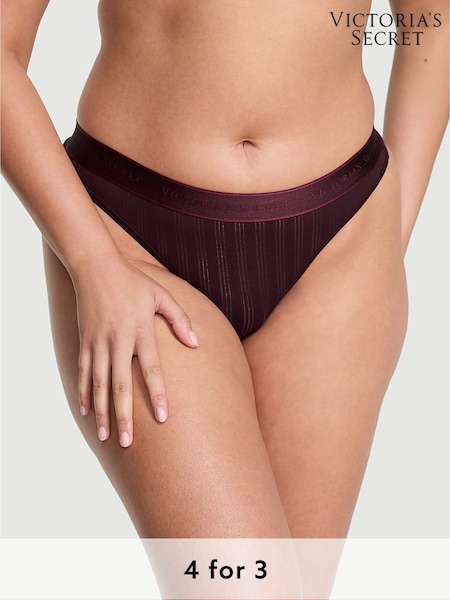 Victoria's Secret Winter Wine Purple Thong Modal Logo Knickers (W45582) | £9