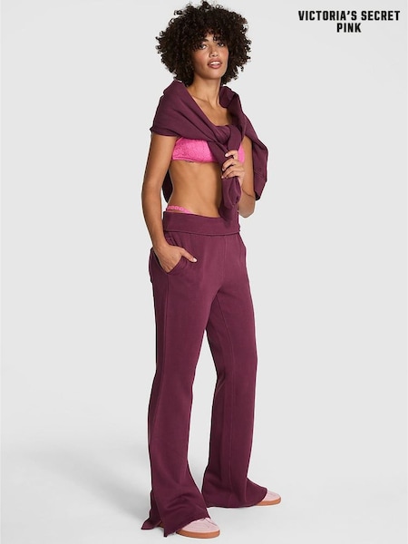 Victoria's Secret PINK Purple Rose Fleece Fold Over Joggers (W45589) | £49