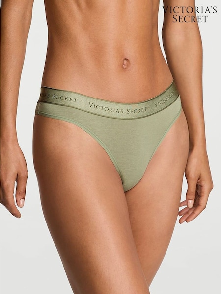 Victoria's Secret Fall Sage Green Thong Logo Knickers (W45606) | £9
