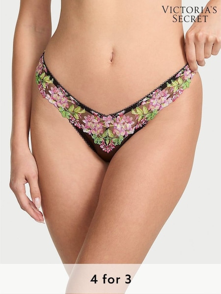 Victoria's Secret Black Brazilian Wisteria Embroidery Knickers (W45619) | £25