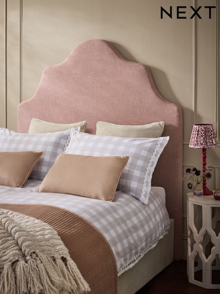 Natural Mix Light Rose Pink Grand Country Tall Upholstered Headboard (W45640) | £425 - £450