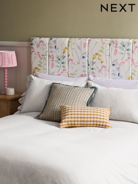 Patterned Isla Floral Blue Panelled Upholstered Headboard (W45647) | £199 - £225