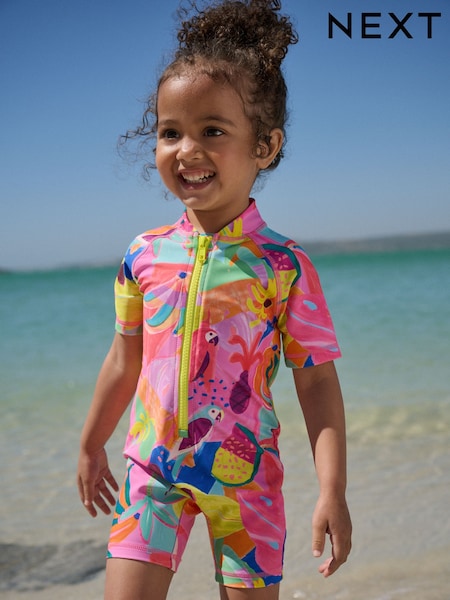 Orange Tropical Sunsafe Swimsuit (3mths-10yrs) (W45717) | £13 - £15