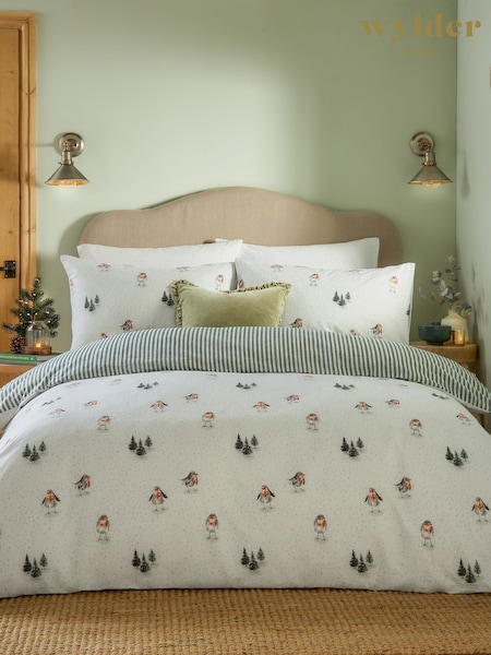 Wylder Nature Cream Pine Print Robins Return Duvet Set (W45908) | £30 - £50