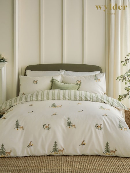 Wylder Nature Green Natural Charlecote Duvet Set (W45909) | £30 - £50