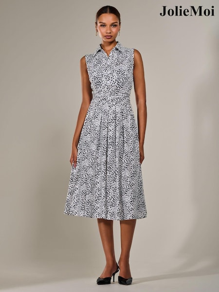 Jolie Moi Black Button Sleeveless Midi Dress (W45910) | £65