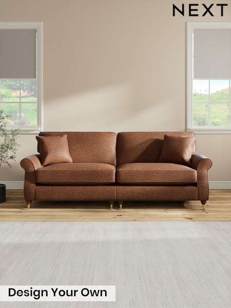 Monza Faux Leather Easy Clean/Chestnut Brown Ashford Relaxed Sit (W46023) | £1,525