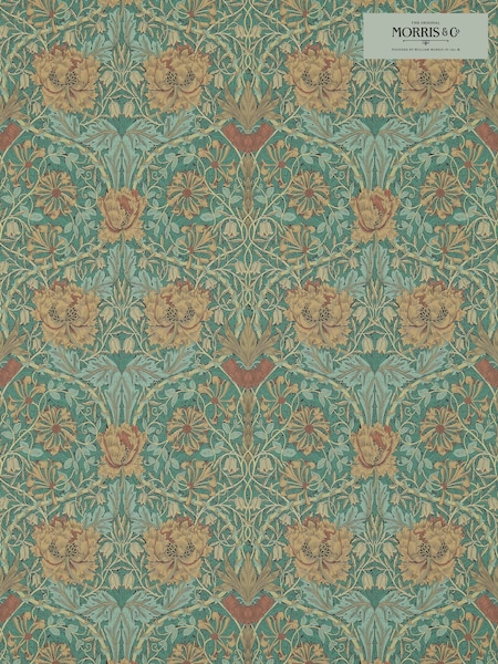 Morris & Co Honeysuckle Tulip Emerald Russet Morris Friends A4 Wallpaper (W46184) | £1