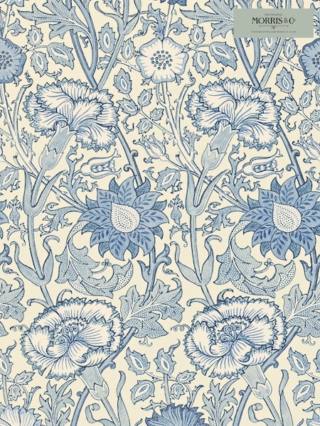 Morris & Co Pink Rose Indigo Friends A4 Sample Wallpaper (W46192) | £1