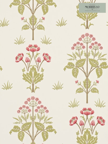 Morris & Co Meadow Sweet Rose Olive Friends A4 Sample Wallpaper (W46196) | £1