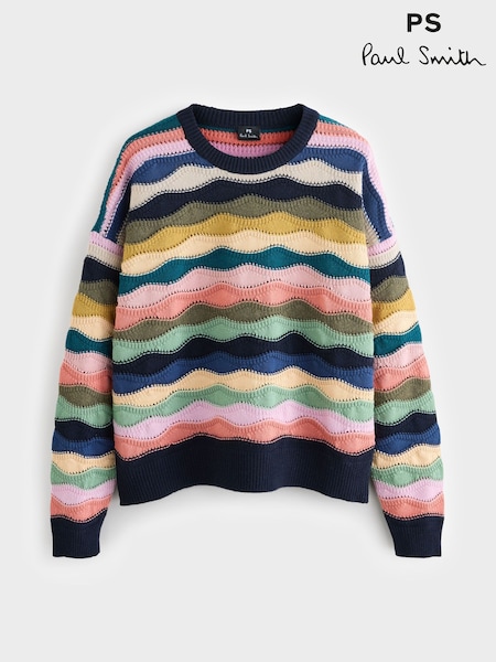 PS Paul Smith Pink Multi Chunky Knit Wool Blend Jumper (W46617) | £290