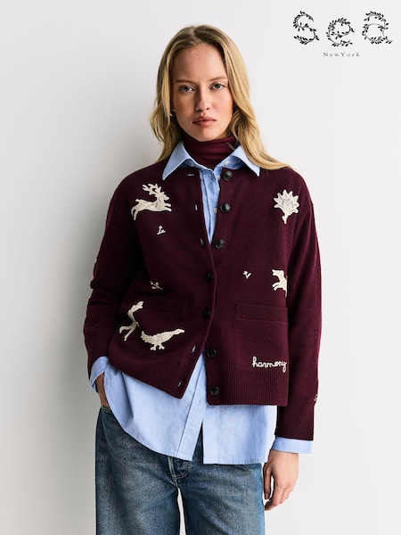 Sea New York Red Mika Applique Cardigan (W46746) | £170