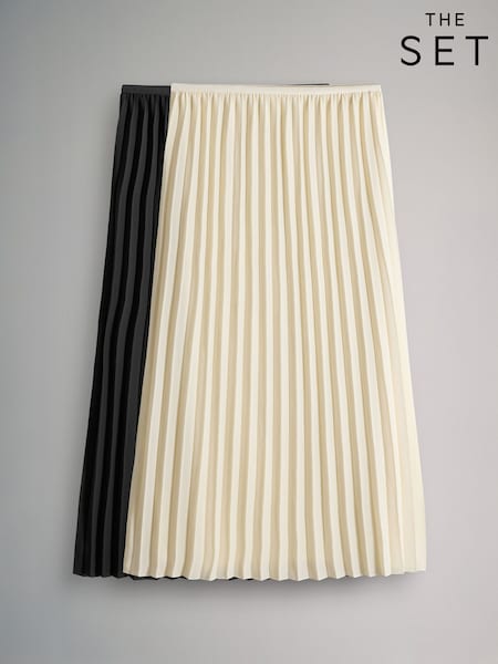 The Set Black/Ecru 2 Pack Chiffon Pleated Maxi Skirts (W46804) | £44