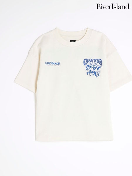 River Island Cream Boys Casa Gothic 100% Cotton T-Shirt (W46814) | £14