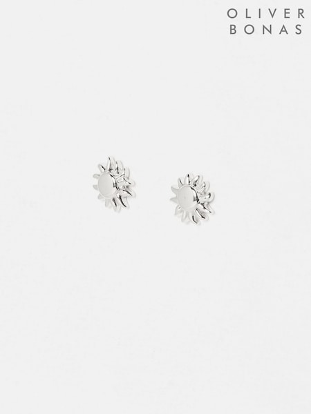 Oliver Bonas Silver Tone Elio Sun Sterling Stud Earrings (W46935) | £28
