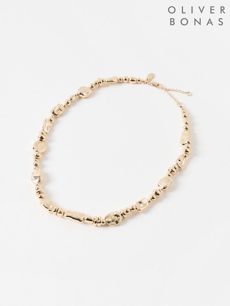 Oliver Bonas Gold Tone Charlie Bead Coloured Collar Necklace (W46964) | £28