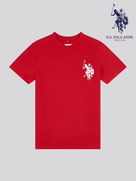 U.S. Polo Assn. Red Large Boys Double Horsemen Graphic Print 100% Cotton T-Shirt (W47203) | £20 - £24