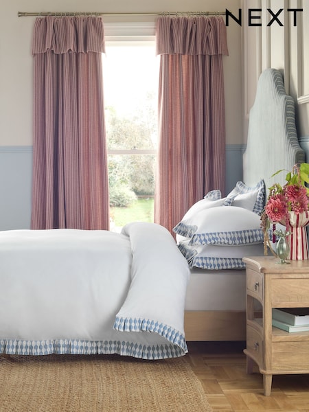 White Blue 200TC Percale Box Pleat Collection Luxe Duvet Cover and Pillowcase Set (W47204) | £65 - £95